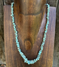 Load image into Gallery viewer, Sterling Silver Number 8 Turquoise Nuggets Bead Necklace Strand. 18 inch