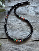 Load image into Gallery viewer, Southwestern 925 Sterling Silver Black Onyx Multi Stone Bead Necklace 18 Inch