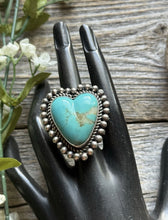 Load image into Gallery viewer, Native American Sterling Silver Turquoise Adjustable Ring C Yazzie