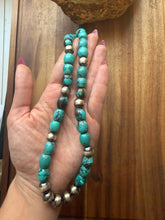 Load image into Gallery viewer, Sterling silver turquoise nugget necklace 18 inch