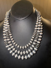 Load image into Gallery viewer, Sterling Silver Layered Multi Strand Pearls Bead Necklace 22 Inch “Navajo Style”