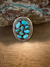 Load image into Gallery viewer, Navajo sterling silver sonoran turquoise ring adjustable