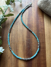 Load image into Gallery viewer, Southwestern Sterling Silver Blue Turquoise W Pearls Bead Necklace 18 inch Gift