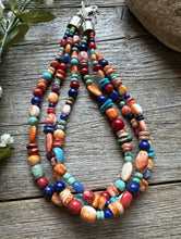 Load image into Gallery viewer, Sterling Silver Multi Strand Multi Stone Bead Necklace. 16 inch