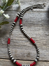 Load image into Gallery viewer, Red Coral Multi Graduated Sterling Silver Pearls Bead Necklace 18 inch 4mm -8mm