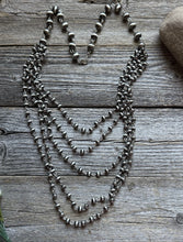 Load image into Gallery viewer, Multi Strand Layered Sterling Silver 6mm Pearls Rosary Bead Necklace 26-36 Inch