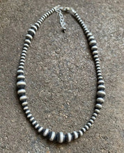 Load image into Gallery viewer, 4mm - 8mm Multi Graduated Sterling Silver Oxidized Pearls Bead Necklace 34 Inch