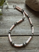Load image into Gallery viewer, Southwestern Sterling Silver Pink Conch Bead Necklace. 18 Inch