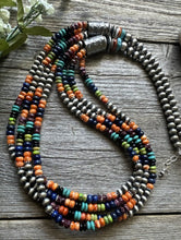 Load image into Gallery viewer, Sterling Silver Multi Stone Strand W Pearls Bead Necklace 30 inch