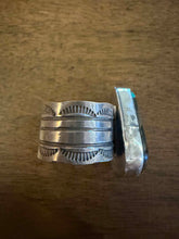 Load image into Gallery viewer, Navajo sterling silver  blk jack turquoise ring adjustable
