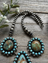 Load image into Gallery viewer, Navajo Sterling Silver Royston Turquoise Cluster Lariat Y Bead Necklace KY