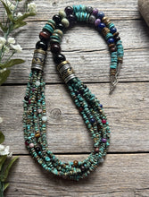 Load image into Gallery viewer, Tommy Rosita Singer T R Sterling Silver Multi Strand Turquoise Bead Necklace 30”