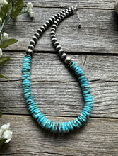 Load image into Gallery viewer, Sterling Silver Blue Turquoise W Pearls Bead Necklace. 18 inch