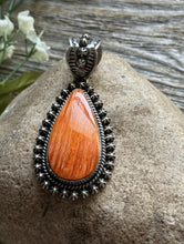 Load image into Gallery viewer, Native American Sterling Silver Orange Spiny Oyster Pendant H Happy Piasso