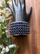 Load image into Gallery viewer, Native American Sterling Silver Lapis Cluster Cuff Bracelet H Happy Piasso