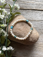Load image into Gallery viewer, Freshwater Pearls Turquoise 6.5 Inch Stretch Elastic Stretchy Bead Bracelet Gift