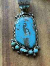 Load image into Gallery viewer, Navajo Native American Sterling Silver Blue Turquoise Pendant R Yazzie Gift