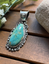 Load image into Gallery viewer, Navajo Native American Sterling Silver Turquoise Pendant. Etta E Gift