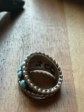 Load image into Gallery viewer, Navajo Native American Sterling Silver Blue Turquoise Cluster Ring Size 9.5 Z