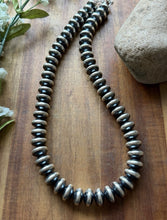 Load image into Gallery viewer, Southwestern Sterling Silver 14mm Flat Saucer Pearls Bead Necklace 20 Inch