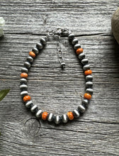 Load image into Gallery viewer, Genuine Orange Spiny Oyster 6mm 7 Inch 925 Sterling Silver Pearls Bead Bracelet