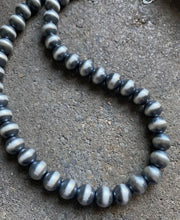 Load image into Gallery viewer, 10mm 20 Inch 925 Sterling Silver Oxidized Pearls Bead Necklace Southwestern