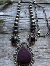Load image into Gallery viewer, Navajo Sterling Silver Purple Sugilite Lariat Y Chain Bead Necklace KY