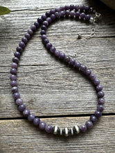 Load image into Gallery viewer, Sterling Silver Charoite W Pearls Bead Necklace. 18 Inch