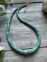 Load image into Gallery viewer, Sterling Silver Graduated Heishi Turquoise Bead Necklace. 18 inch