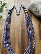 Load image into Gallery viewer, Sterling Silver Purple Charoite W Pearls Multi Strand Bead Necklace 28 Inch Gift