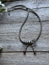 Load image into Gallery viewer, Bow Purple Spiny Sterling Silver 4mm Pearls Bead Necklace. 16 Inch. Gift