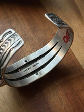 Load image into Gallery viewer, Navajo Native American Sterling Silver Blue Turquoise Row Cuff Bracelet J Nelson