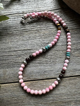 Load image into Gallery viewer, Southwestern 925 Sterling Silver Multi Stone Pink Conch Bead Necklace 18 Inch