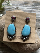 Load image into Gallery viewer, Navajo Sterling Silver Turquoise Purple Spiny Oyster Earrings LY
