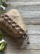 Load image into Gallery viewer, Floral Sterling Silver Pink Conch Pearls Bead Bracelet. 6.5 Inch