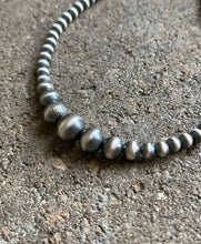 Load image into Gallery viewer, 4mm - 8mm Single Graduated Sterling Silver Oxidized Pearls Bead Necklace 24 Inch