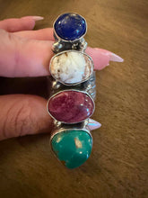 Load image into Gallery viewer, Navajo sterling silver mutistone ring  adjustable size