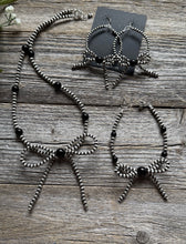 Load image into Gallery viewer, Bow Sterling Silver Black Onyx 4mm Pearls Bead Necklace Earrings Bracelet Set