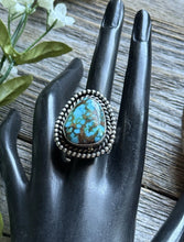 Load image into Gallery viewer, Native American Sterling Silver Kingman Turquoise Ring. Size 8. Mary Ellen