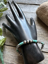 Load image into Gallery viewer, Turquoise 6mm 7 Inch Stretch Sterling Silver Pearls Bead Bracelet