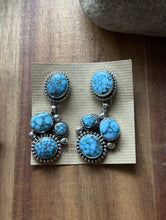Load image into Gallery viewer, Native American Sterling Silver Kingman Spiderweb Turquoise Earrings Mary Ellen