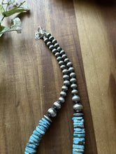 Load image into Gallery viewer, Sterling Silver Blue Turquoise W Pearls Bead Necklace. 18 inch