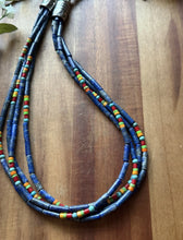 Load image into Gallery viewer, Sterling Silver Multi Strand Stone Heishi Lapis Pearls Bead Necklace 24 inch