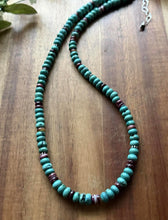 Load image into Gallery viewer, Sterling Silver Turquoise Purple Spiny Oyster Bead Necklace. 20 Inch