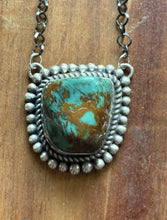 Load image into Gallery viewer, Navajo Sterling Silver Royston Turquoise Chain Lariat Necklace C Yazzie