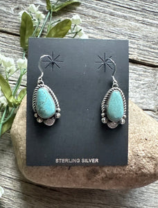 Navajo Native American Sterling Silver Turquoise Earrings KY