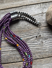 Load image into Gallery viewer, Sterling Silver Multi Strand Stone Purple Pearls Bead Necklace. 24 inch
