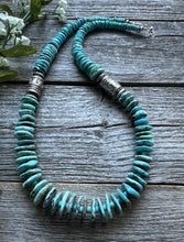 Load image into Gallery viewer, Southwestern 925 Sterling Silver Turquoise Bead Necklace. 22 inch