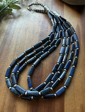 Load image into Gallery viewer, Sterling Silver Multi Strand Lapis W Pearls Bead Necklace. 24 inch