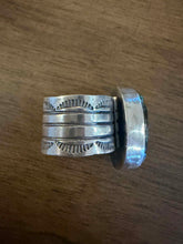 Load image into Gallery viewer, Navajo sterling silver  blk jack turquoise ring adjustable